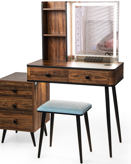 CHARMAID Vanity Set with Dimmable Lighted Mirror