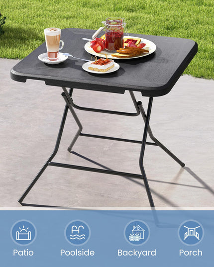 Giantex 2.6 FT Folding Picnic Table, Square Patio Dining Table for 4 Persons, with HDPE Tabletop