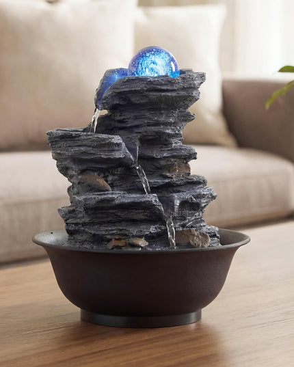 Giantex Offset Stream Tabletop Water Fountain with Rotating Crystal Ball