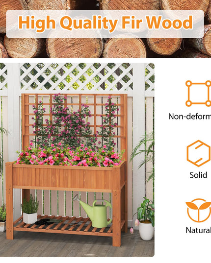 Giantex Wooden Elevated Planter Box with Legs and Drainage Holes for Climbing Plants