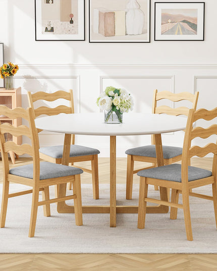 Giantex Wooden Dining Chairs Set of 2/4, Rubber Wood Kitchen Chair with Padded Seat & Hollowed Backrest