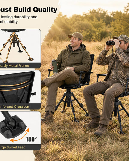 GIANTEX Portable Swivel Hunting Chair w/ 5-Level Adjustable Height