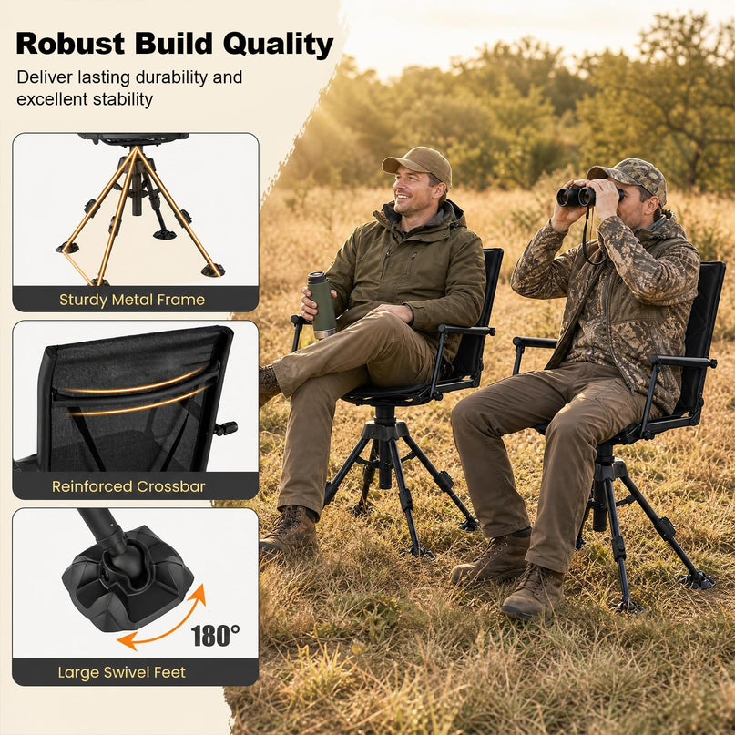 GIANTEX Portable Swivel Hunting Chair w/ 5-Level Adjustable Height