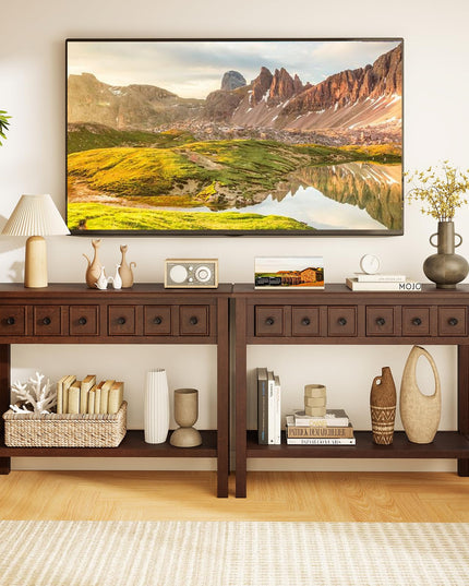 Giantex 38" Retro Entryway Table with 2 Drawers and Open Storage Shelf