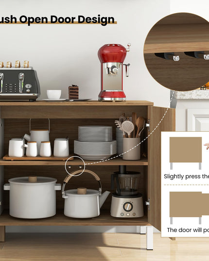 Giantex 63” Buffet Cabinet with Storage, Farmhouse Kitchen Sideboard w/ 4 Cubes, Adjustable Shelves & Pop-up Doors