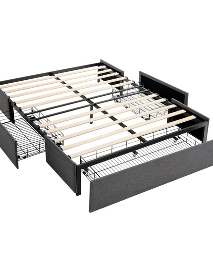 Full Size Platform Bed Frame with 3 Storage Drawers - Giantex