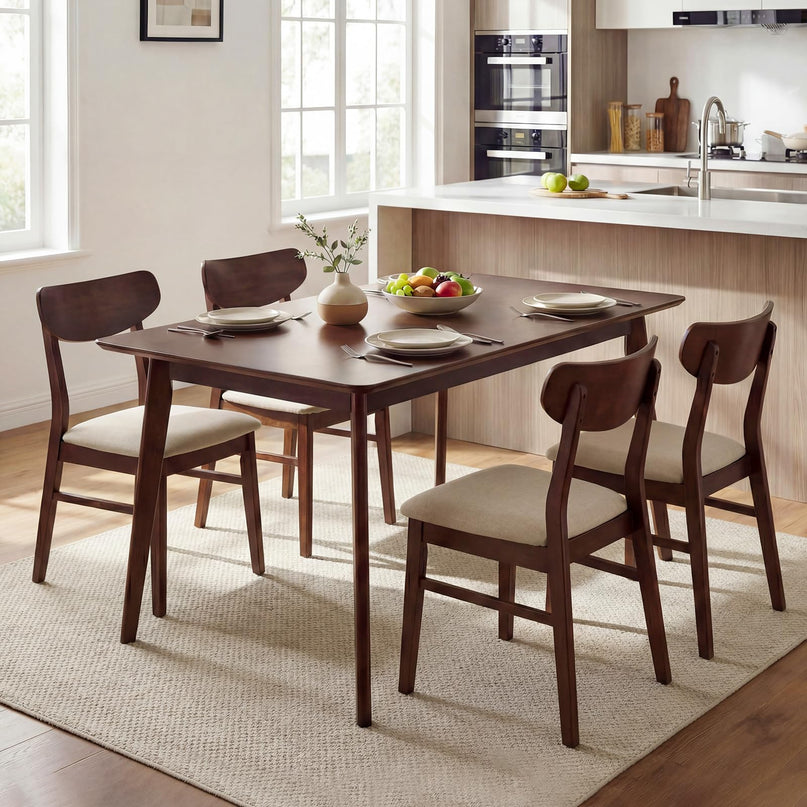 Giantex Table de salle à manger pour 4-6 personnes, table de cuisine rectangulaire en bois de 119 cm