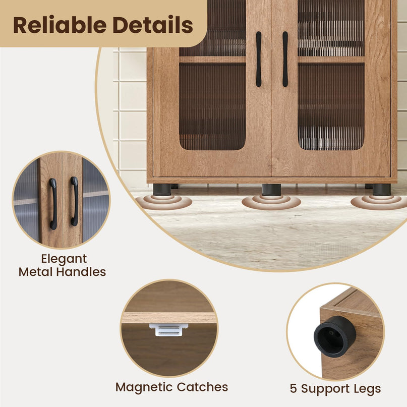 Giantex Bathroom Storage Cabinet with 2 Doors & 3-Level Adjustable Shelf