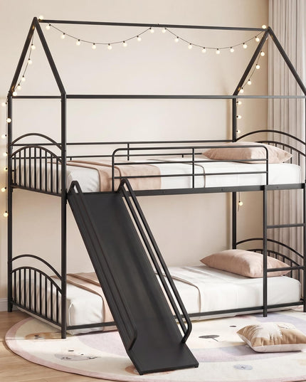 Giantex Twin Over Twin Bunk Bed with Slide & Ladder