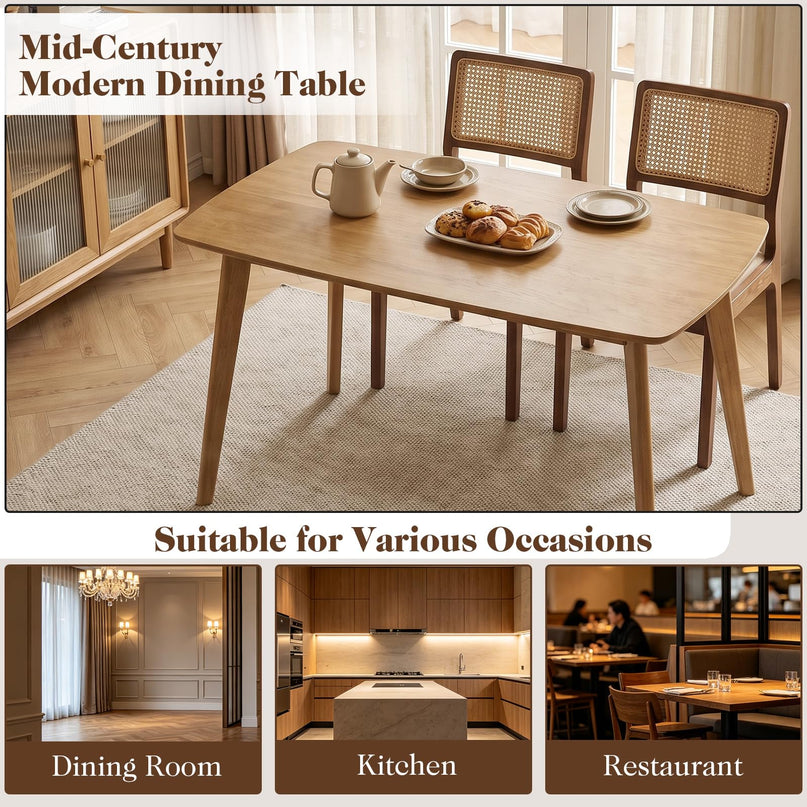 GIANTEX 47" Solid Wood Rectangular Dining Table w/Round Edges