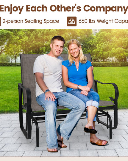 Giantex 2-Person Outdoor Glider Bench with High Backrest