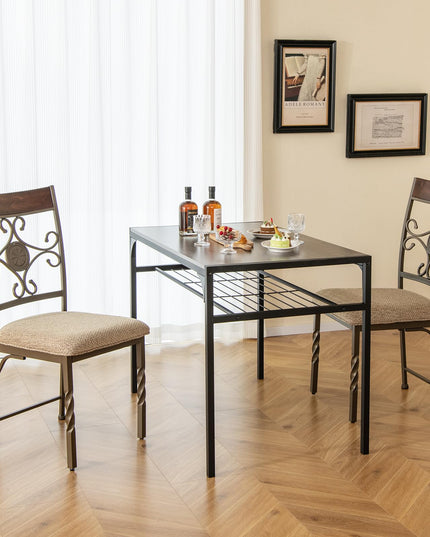 Giantex Upholstered Dining Chair Set, Vintage Metal Dining Chairs with Soft Padded Seat Cushion