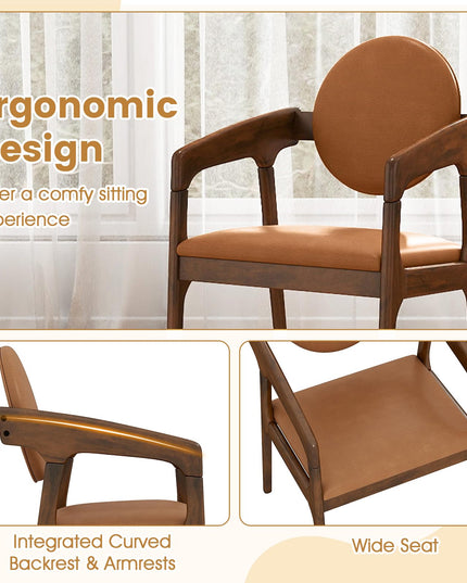 Giantex Wooden Dining Chairs Set of 2/4 PU Leather Upholstered Dining Room Chairs