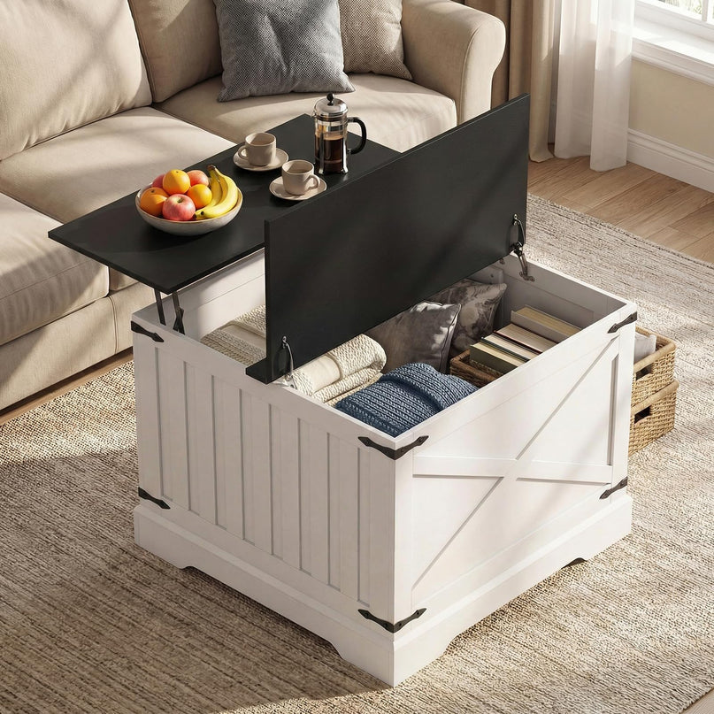 Giantex Farmhouse Lift Top Coffee Table with Large Hidden Storage Compartment & Hinged Lift Top