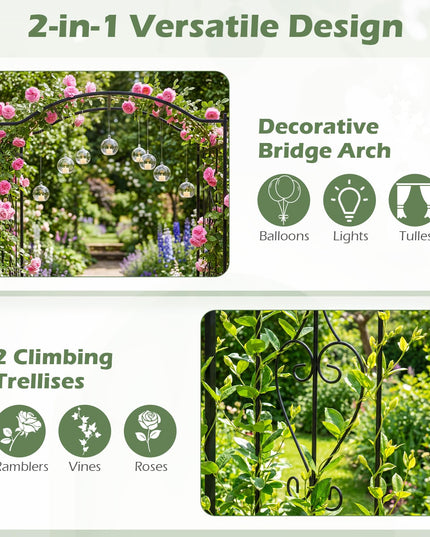 Giantex Metal Garden Arbor | 7.5 FT Heavy Duty Arch Trellis for Climbing Plants