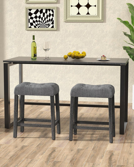 Giantex 24" Bar Stools, Backless Counter Height Saddle Bar Stools w/Padded Seat, Solid Rubber Wood Legs