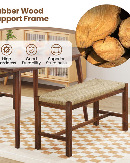 Giantex Dining Bench with Woven Seagrass Woven Seat