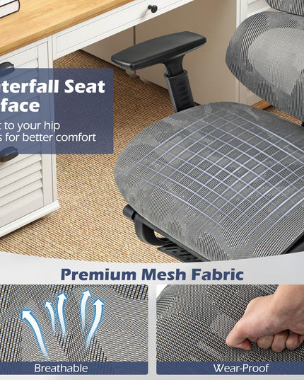 Giantex Ergonomic Office Chair, High Back Mesh Computer Desk Chair with Adjustable Backrest Headrest