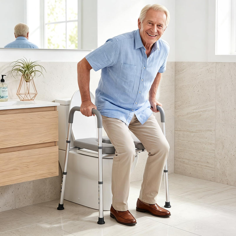 Giantex Raised Toilet Seat with Handles for Seniors