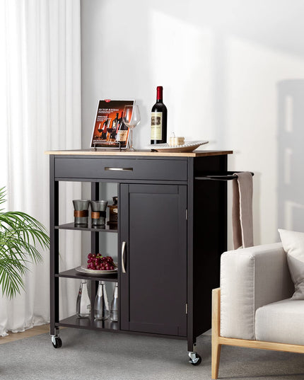 Giantex Kitchen Island - Mobile Kitchen Cart on Wheels, 1-Door Storage Cabinet, Large Drawer, 3 Tier Shelves