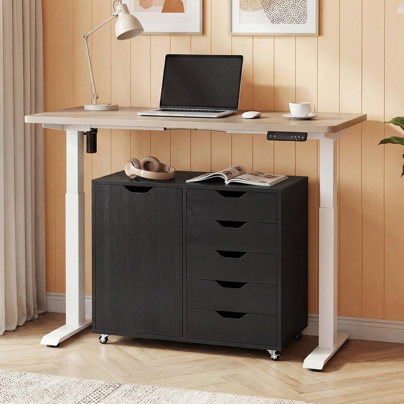 Giantex 5-Drawer File Cabinet with Door Mobile Printer Stand((31" W x 16" D x 25.5" H)
