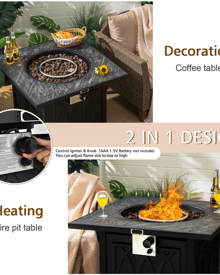 Giantex Outside Propane Fire Pit - 50,000 BTU/14.65KW Fire Pit Table, 32 Inch, Black