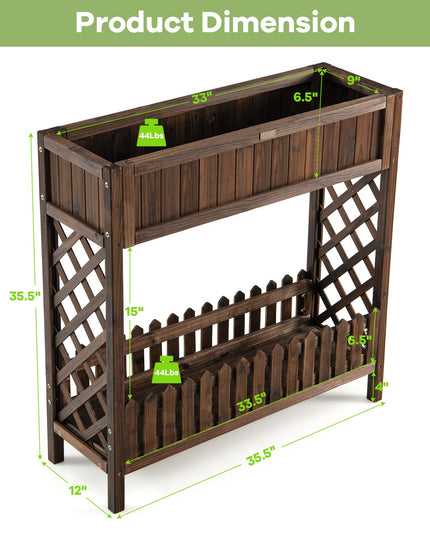 Giantex Planter Raised Bed, Elevated Potted Plant Rack(Brown)
