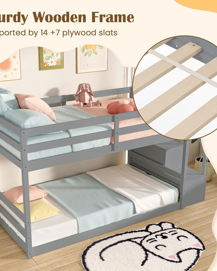 Giantex Twin Over Twin Bunk Bed with Stairs