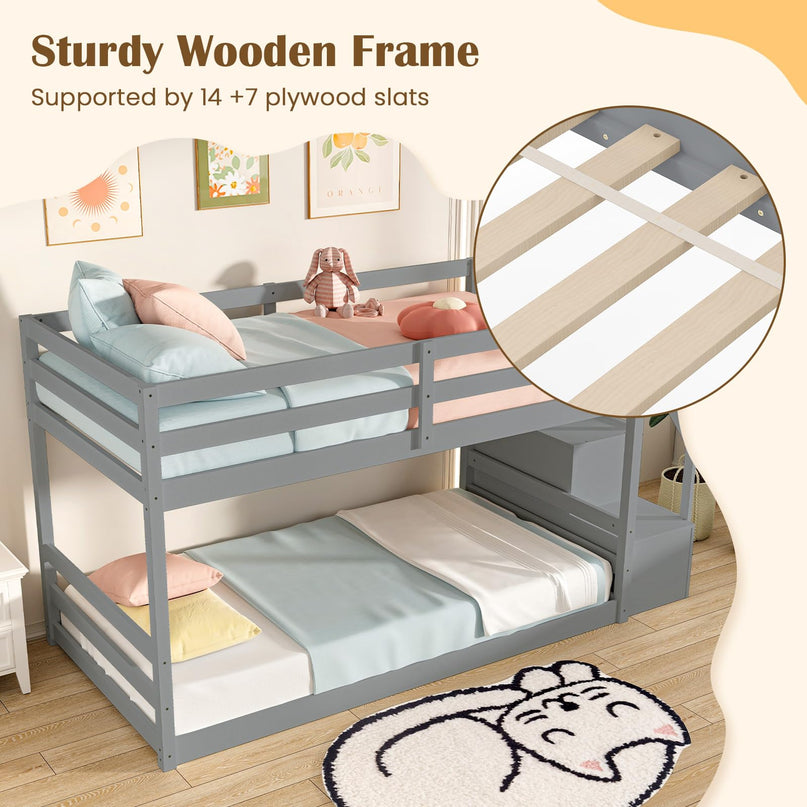 Giantex Twin Over Twin Bunk Bed with Stairs