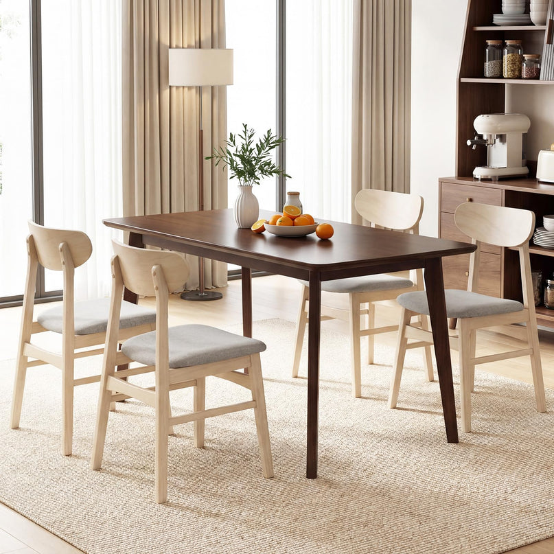 Chaises de cuisine rembourrées en bois Giantex avec pieds en bois d'hévéa (2/4)