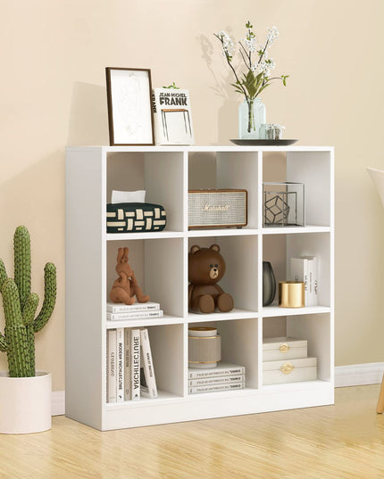 Giantex 9-Cube Bookcase White - 4-Tier Freestanding Open Bookshelf