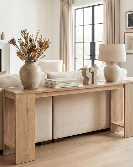 Giantex 71" Farmhouse Console Table Narrow Long Entryway Table Behind Couch