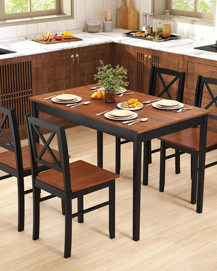 Giantex 5 Piece Dining Table Set for 4 with Rubber Wood Legs