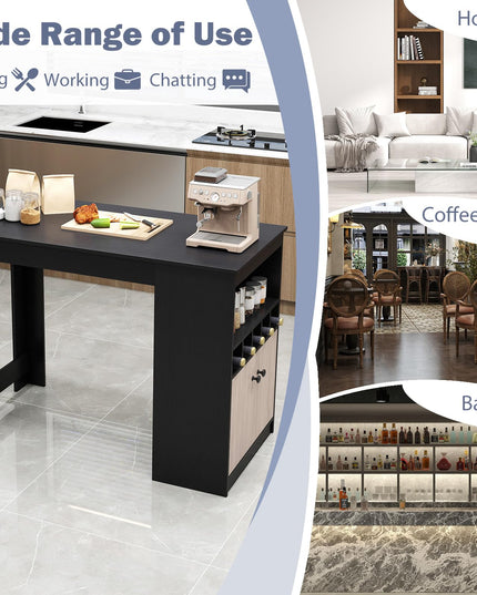 Giantex Counter Height Bar Table with Storage Cabinet