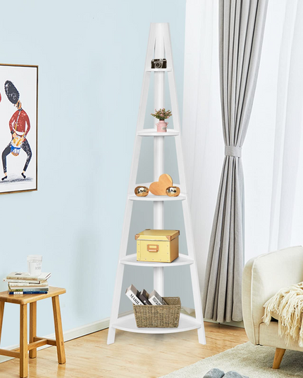 5-Tier Corner Bookcase Ladder Bookshelf Plant Stand Home Office Furniture