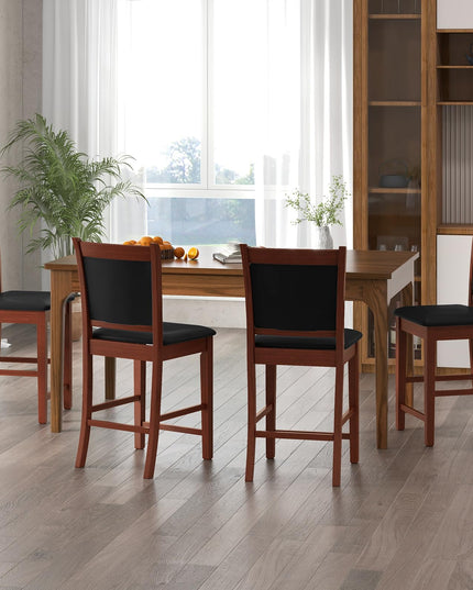 Giantex 24.5" Bar Stools Set of 2, Upholstered Counter Height Bar Stools w/Faux Leather Cushion & Footrest