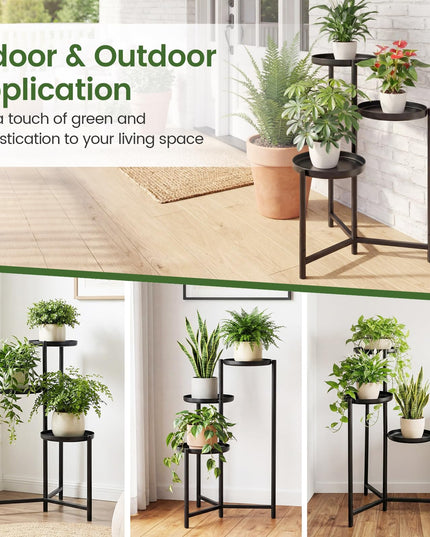 Giantex 3-Tier Metal Plant Stand Indoor Outdoor | Tall Corner Flower Pot Holder Display Rack
