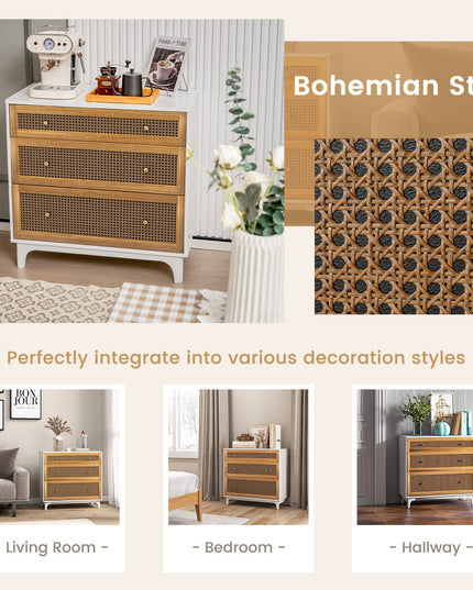 Giantex 3-Drawer Dresser Chest for Bedroom - Storage Chest of Drawers with Anti-toppling Device