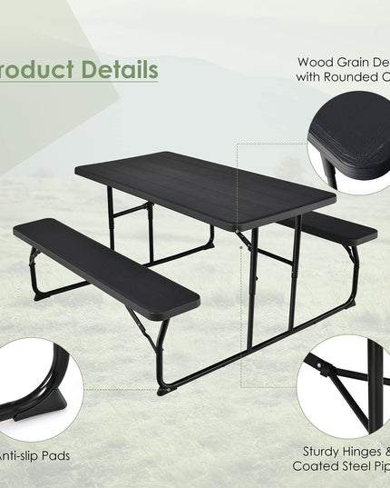 Giantex Folding Outdoor Dining Table Set, Large Camping Table for Patio Deck Lawn