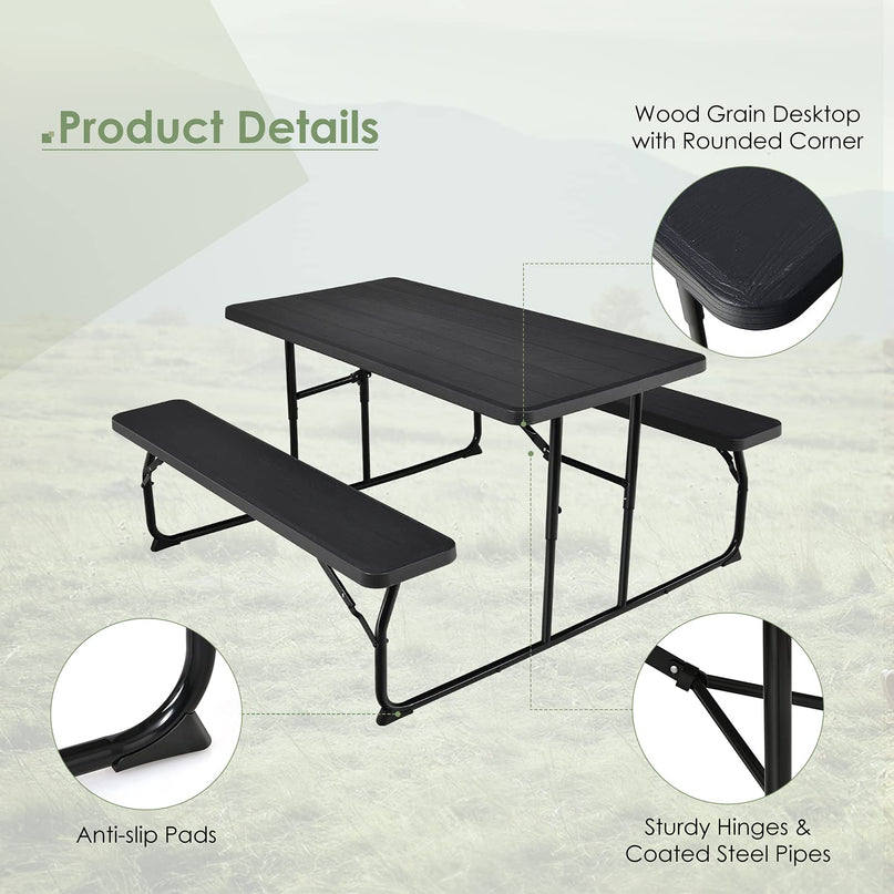 Giantex Folding Outdoor Dining Table Set, Large Camping Table for Patio Deck Lawn
