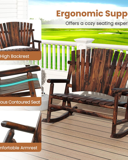 Giantex 1/2 Pcs Outdoor Wooden Rocking Bench（51”x38”x46”）