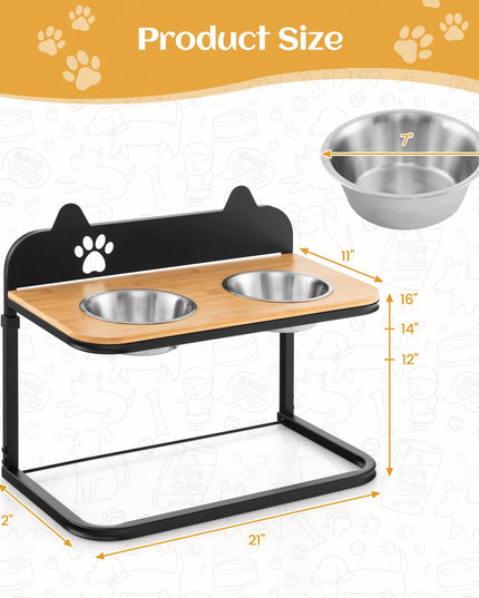 Giantex Elevated Dog Bowls Stand - Raised Pets Cats Feeding Station