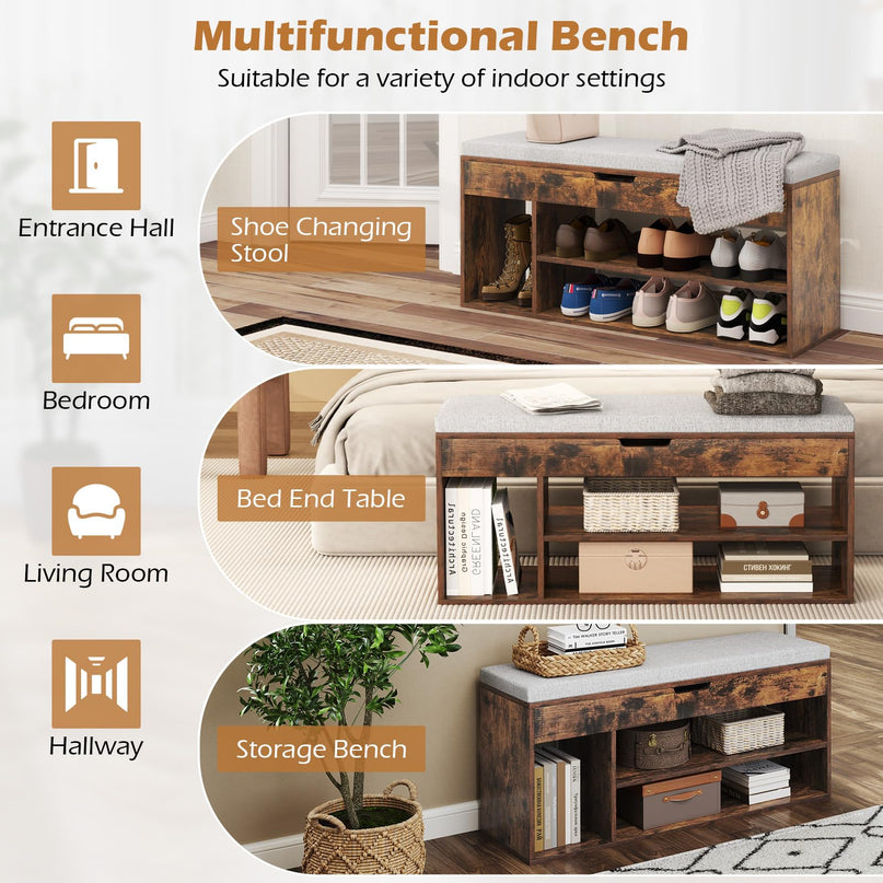 Giantex 31 Inches Shoe Storage Bench for Entryway