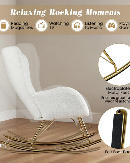 Giantex Rocking Chair Nursery Upholstered Glider Rocker