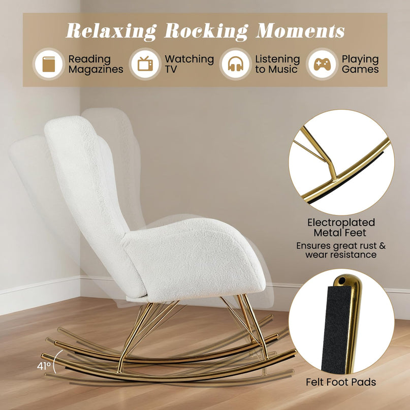 Giantex Rocking Chair Nursery Upholstered Glider Rocker