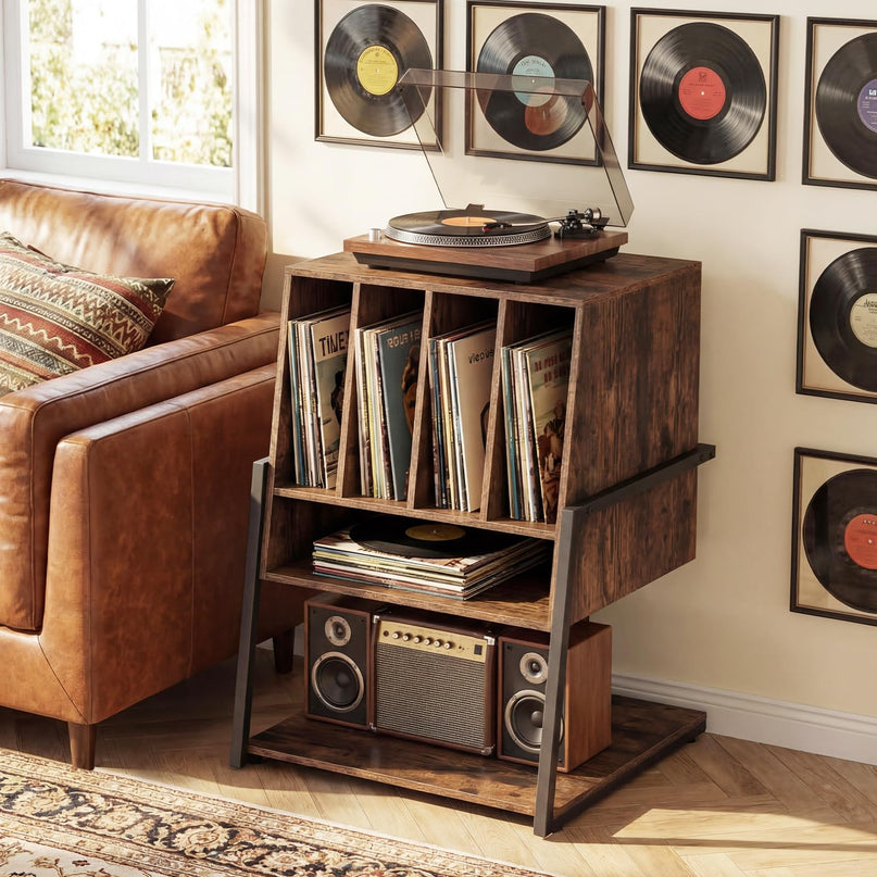Giantex Record Player Stand on Wheels 3-Tier Turntable Stand