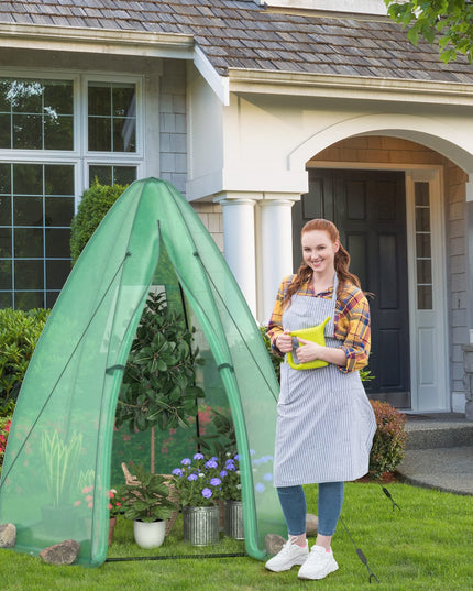 Giantex Portable Walk-in Greenhouse - 5.5’x5.5’x6’ PE Cover, Roll-up Zippered Door, Window