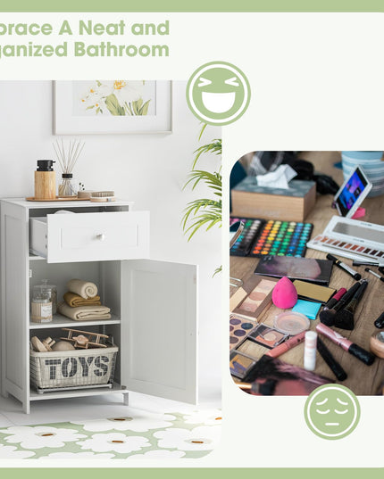 Giantex Floor Bathroom Storage Cabinet Freestanding Cabinet with Drawer