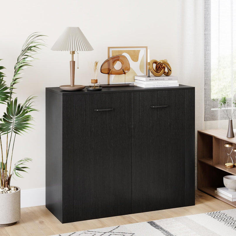 Buffet Giantex 38" avec 2 Portes et 4 Étagères Cubiques