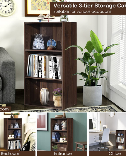 3 Shelf Bookcase Book Shelves Open Storage Cabinet